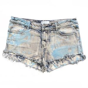 NWOT {Free People} Distressed Paint Cut Off Shorts